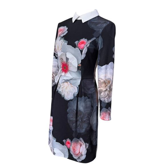 Ted Baker Kaleesa Chelsea Flower Collared Dress Size 0 Long Sleeves Zip Closure - Picture 8 of 10